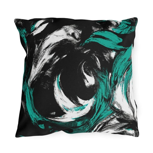 Decorative Indoor/outdoor Pillow - Black Green White Abstract Pattern