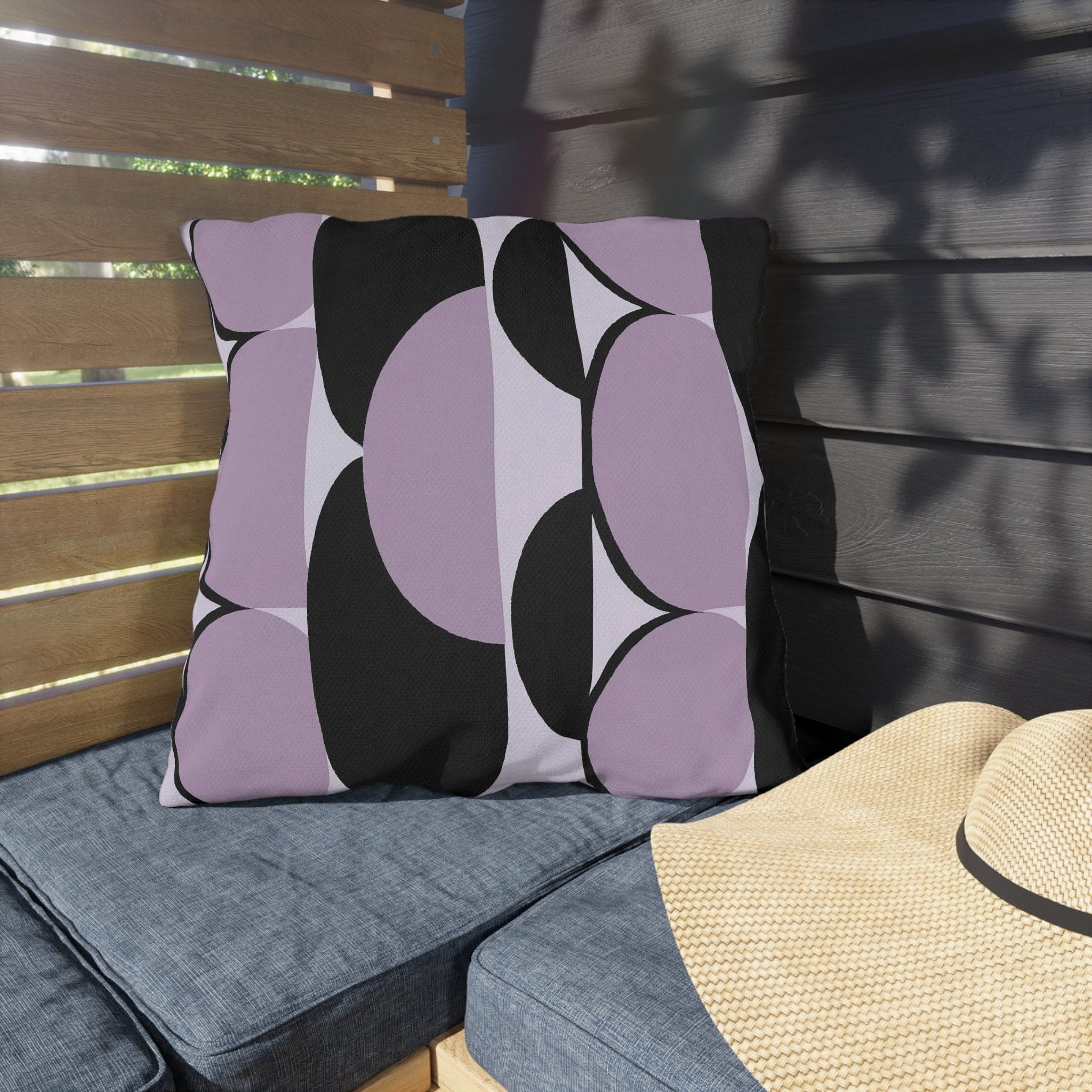 Decorative Indoor/outdoor Pillow - Geometric Lavender and Black