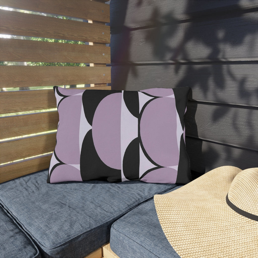 Decorative Indoor/outdoor Pillow - Geometric Lavender and Black