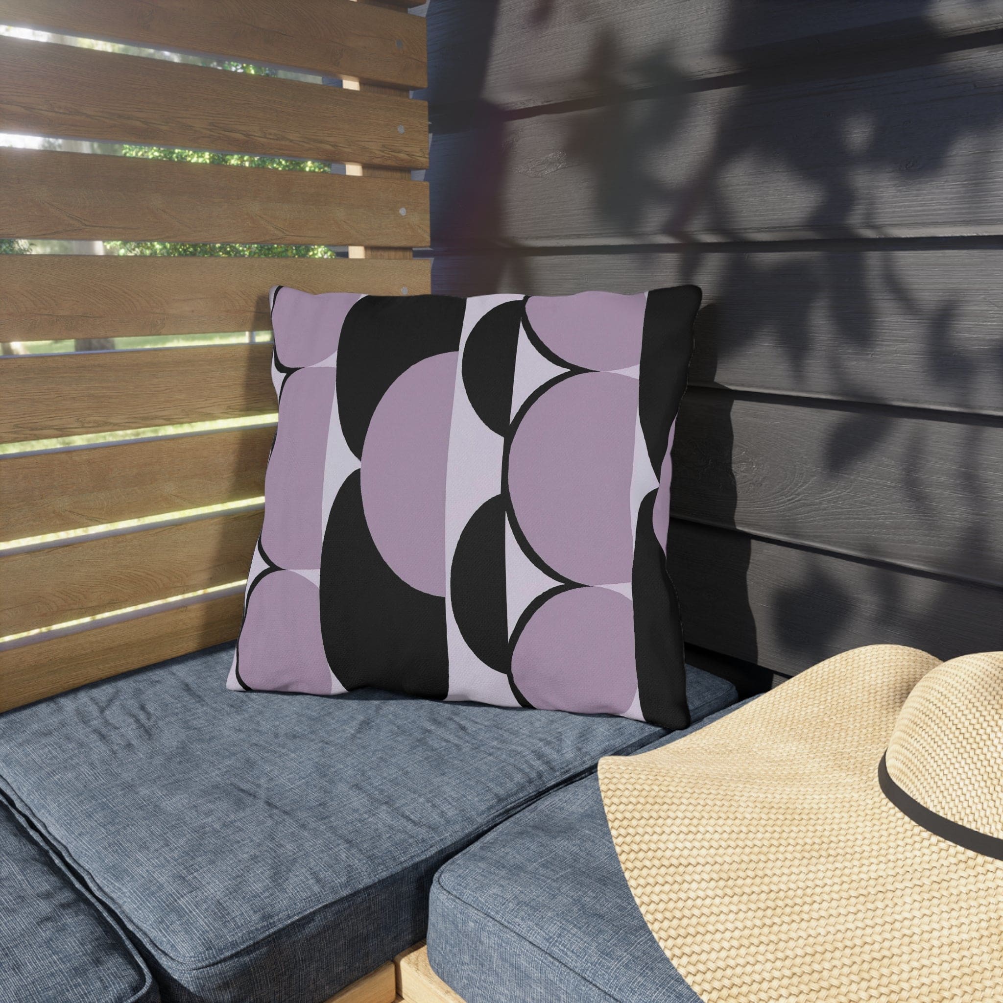 Decorative Indoor/outdoor Pillow - Geometric Lavender and Black
