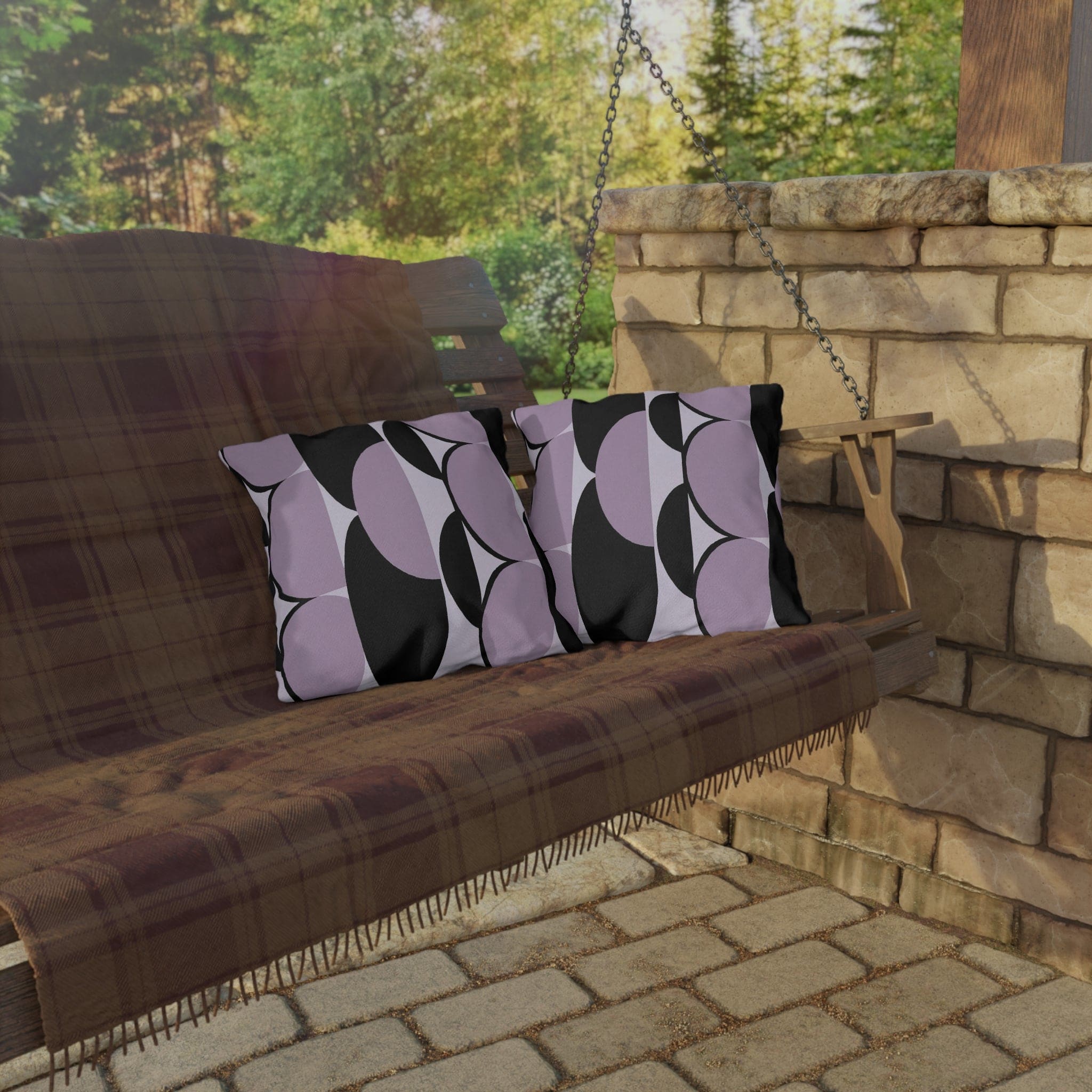 Decorative Indoor/outdoor Pillow - Geometric Lavender and Black