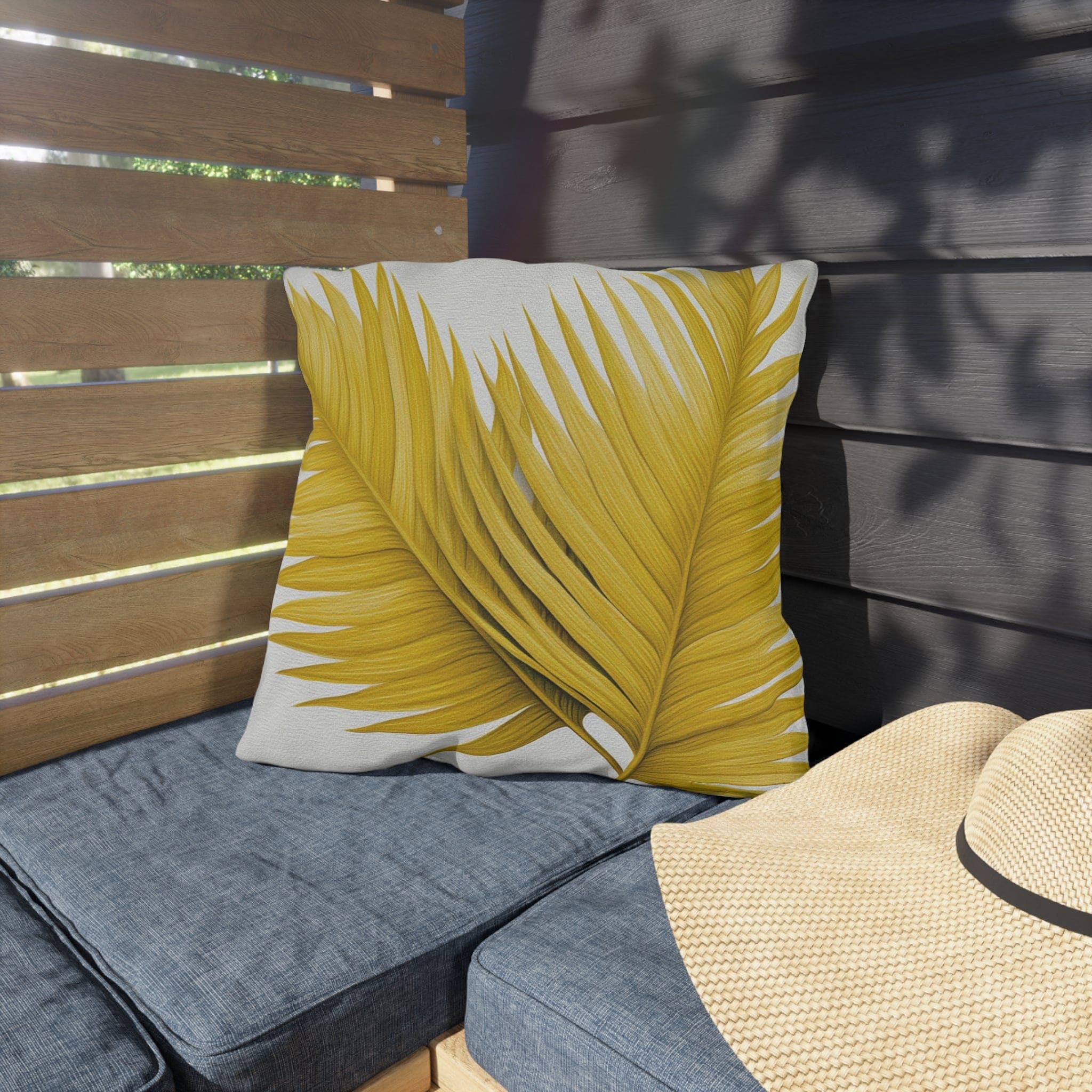 Decorative Indoor/outdoor Pillow - Yellow Palm Tree Leaves