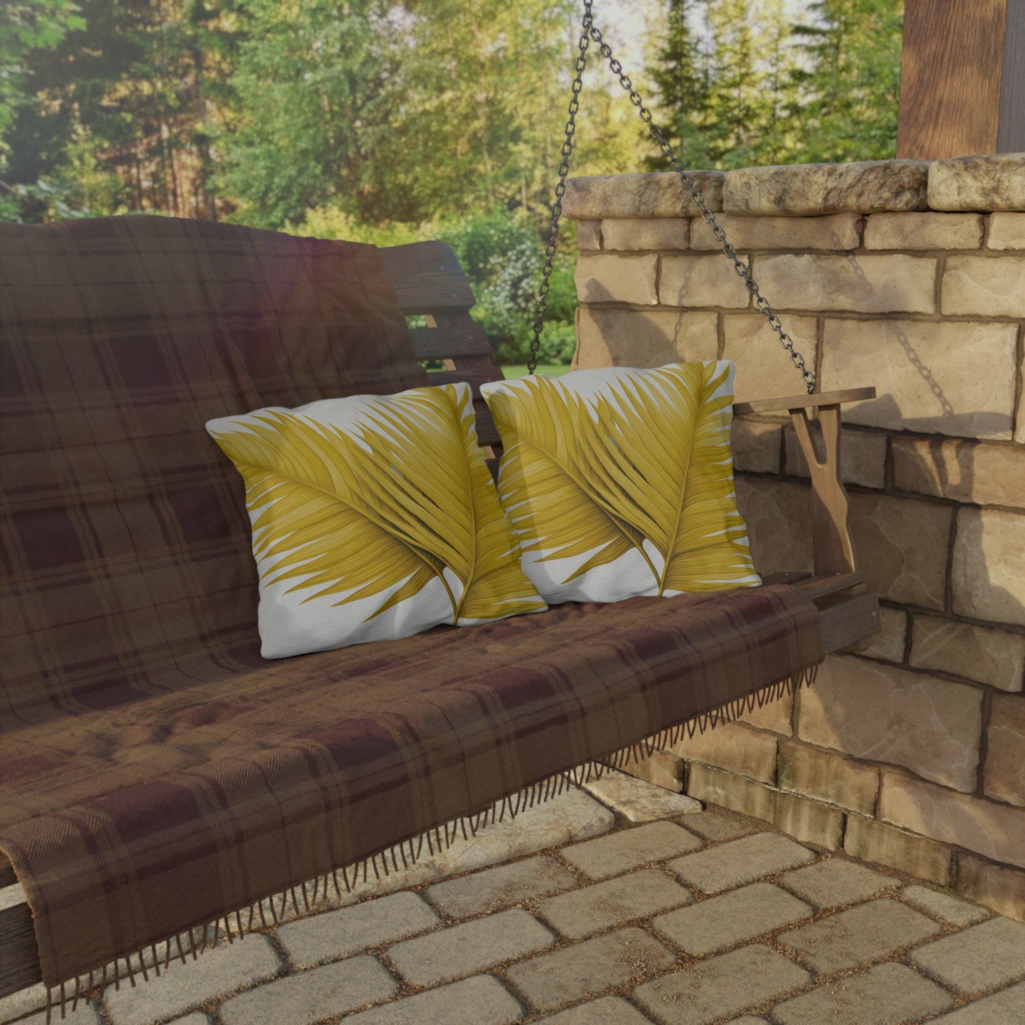 Decorative Indoor/outdoor Pillow - Yellow Palm Tree Leaves