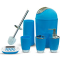 Bathroom Accessories Set 6-Piece Plastic Gift Set Toothbrush Holder Toothbrush Cup Soap Dispenser Soap Dish Toilet Brush Holder Trash Can (Blue)