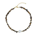 wolin Health Wealth Love Healing Lucky Necklace Choker Trendy 2024 Necklace for Women Men Maximalist Jewelry (amber irregular bead with white pearl pendant)