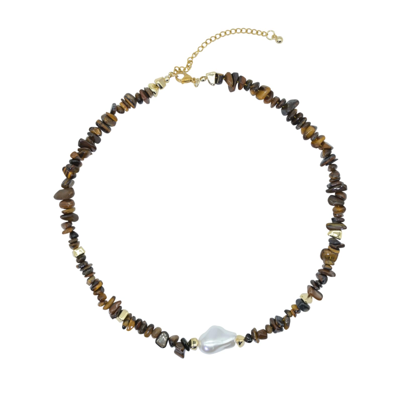 wolin Health Wealth Love Healing Lucky Necklace Choker Trendy 2024 Necklace for Women Men Maximalist Jewelry (amber irregular bead with white pearl pendant)