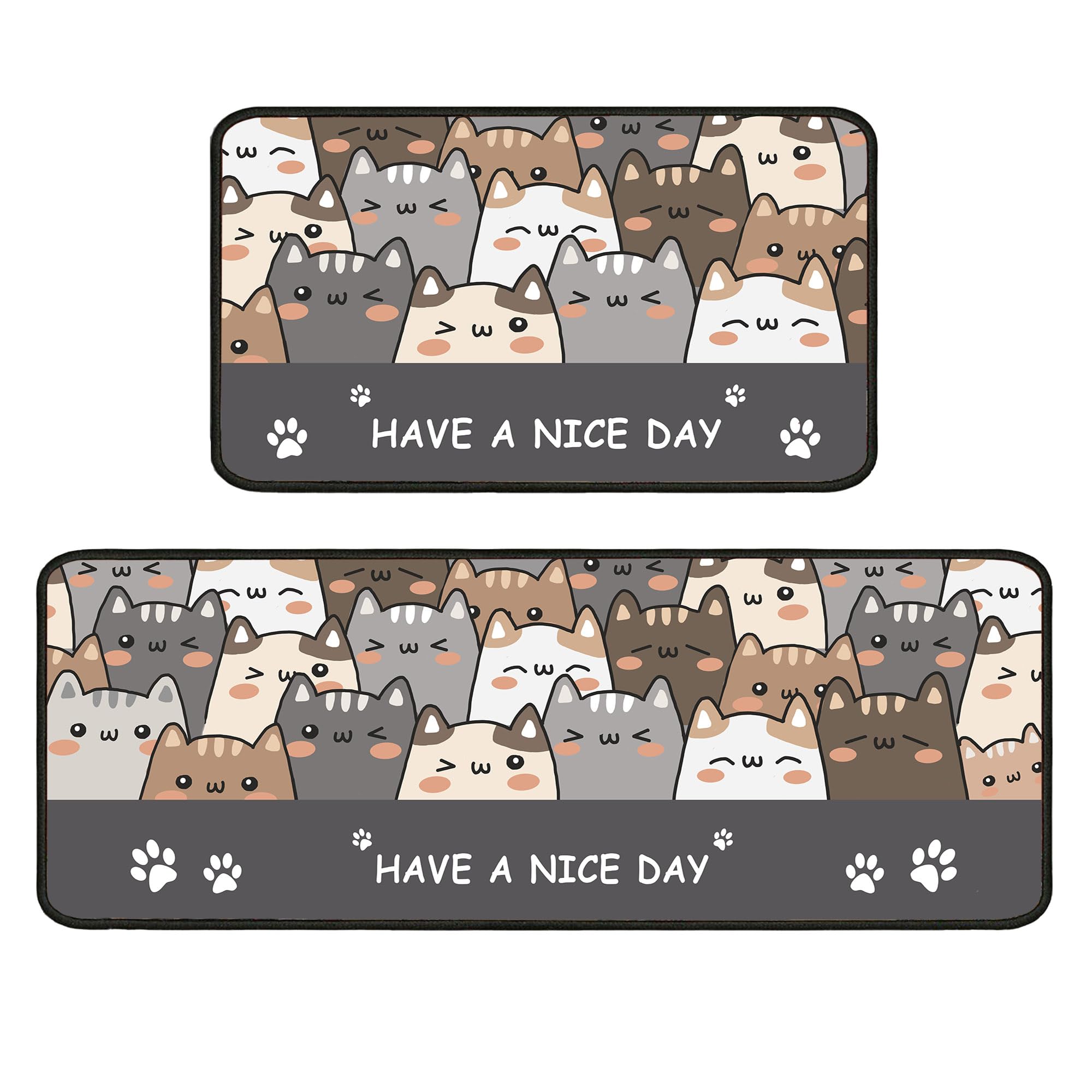 Comfort Chef Cat Kitchen Mat Set 17"x30" & 17"x47"