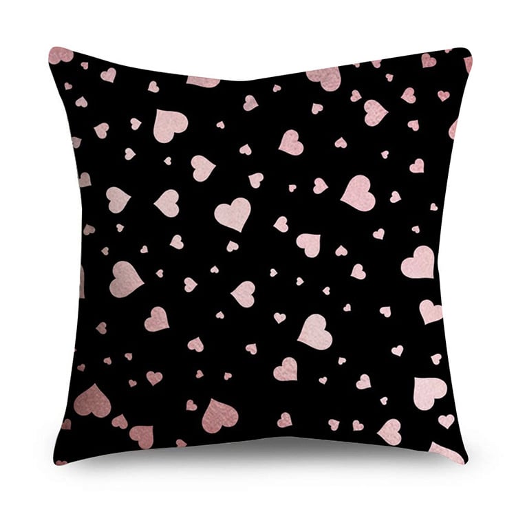Rose Gold Polyester Pillow Cover with Black Gold Design