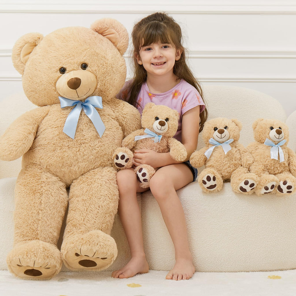 MorisMos Giant Teddy Bear Stuffed Animal with Baby Bears35.4 Big Mommy Stuffed Bear3 Small Bulk Teddy Bear Stuffed Animals for Baby Shower Birthday 4-Pack Brown Bear Toys for Kids Mom Girlfriends