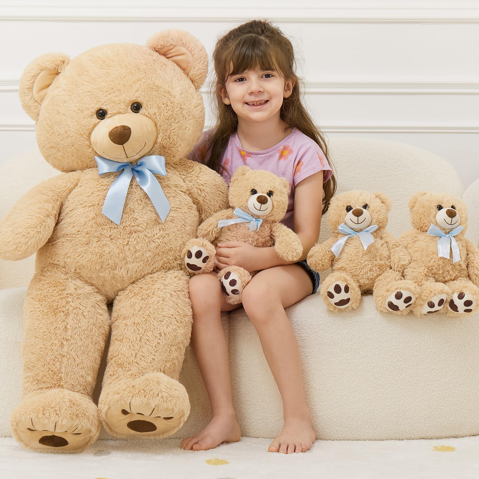 MorisMos Giant Teddy Bear Stuffed Animal with Baby Bears35.4 Big Mommy Stuffed Bear3 Small Bulk Teddy Bear Stuffed Animals for Baby Shower Birthday 4-Pack Brown Bear Toys for Kids Mom Girlfriends