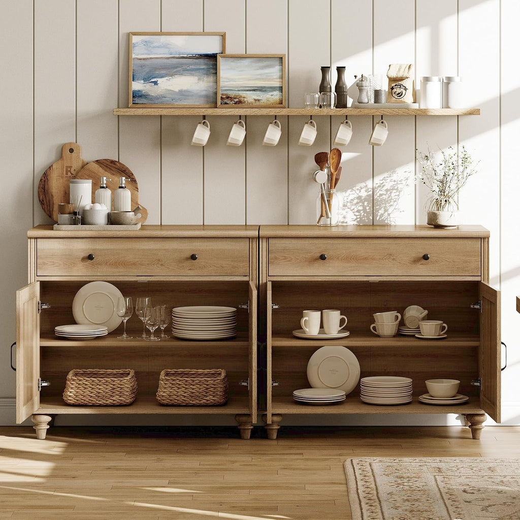 Oak Farmhouse Entertainment Center For TVs Up To 75 Inches