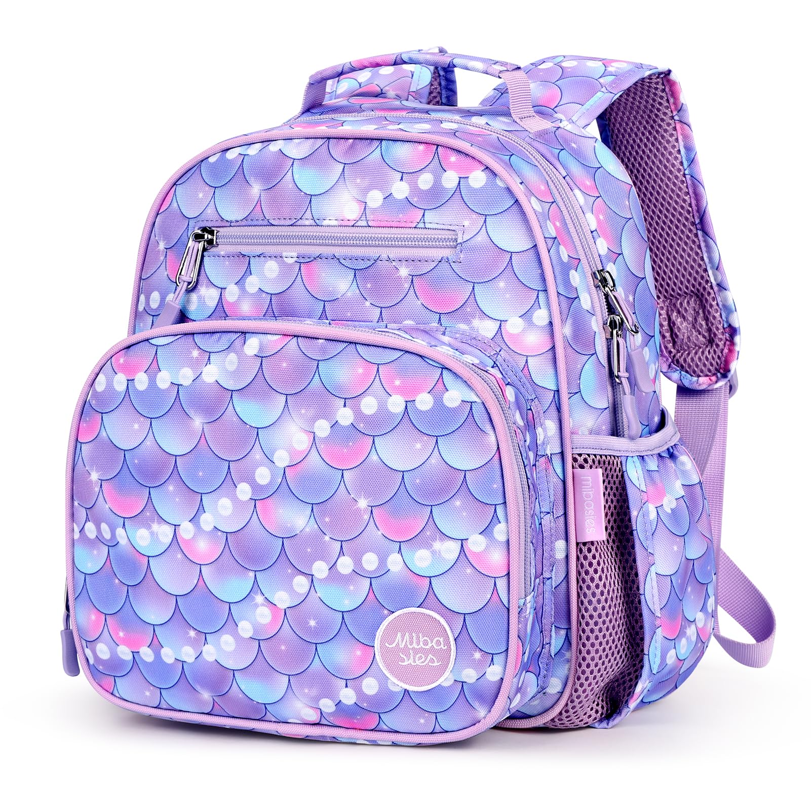 mibasies Toddler Backpack for Girls 2-4: Preschool Kindergarten Backpack - Cute Kids Backpacks for Girls - Fish scale Backpack for Girls Purple