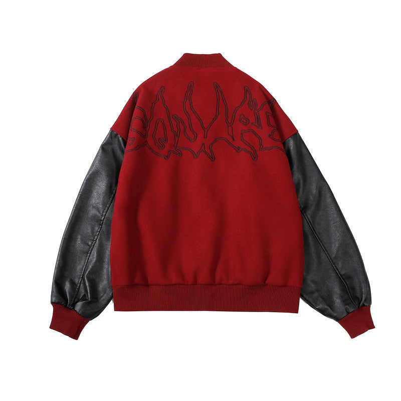 Men's Casual Color Block Baseball Jacket for Fall/Winter