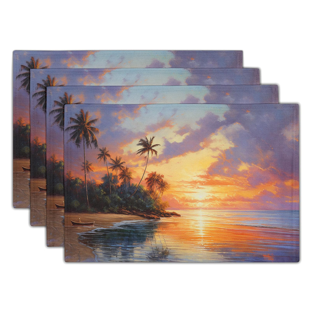 Tropical Sunset Placemats - Set of 4 Palm Tree Designs
