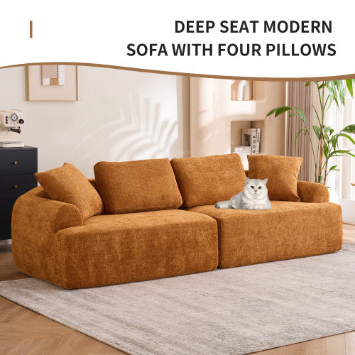 LuxeLiving™ – 4‑Seater Compression Sofa with Pillows (US Warehouse)