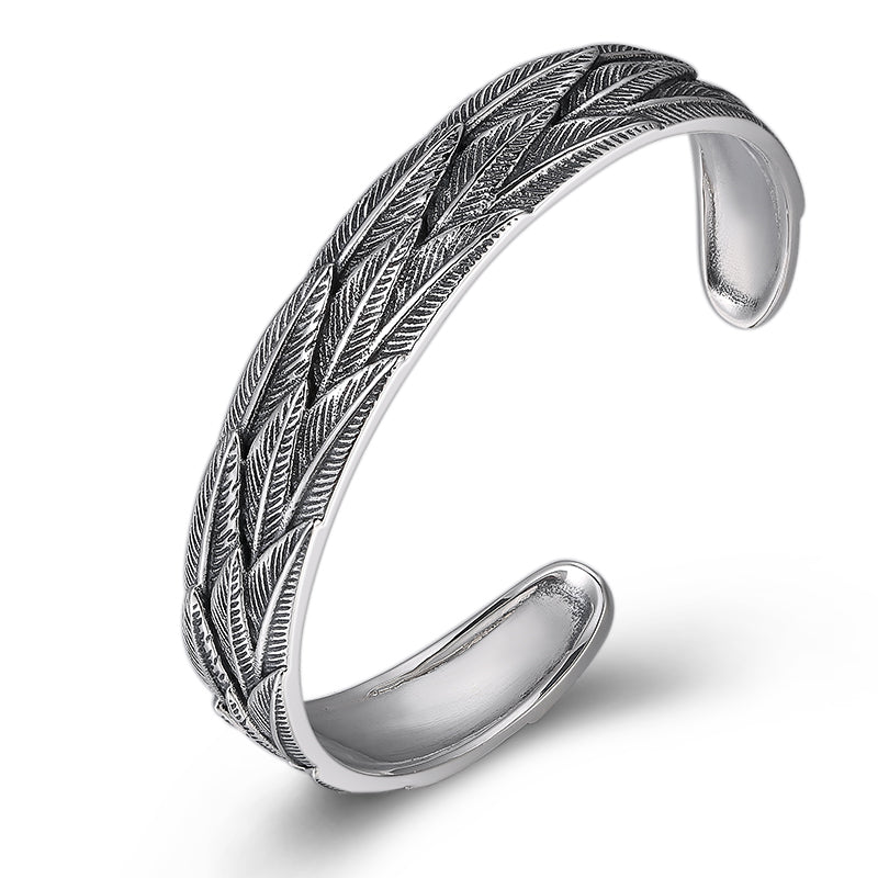 Personalized Sterling Silver Feather Bracelet Jewelry