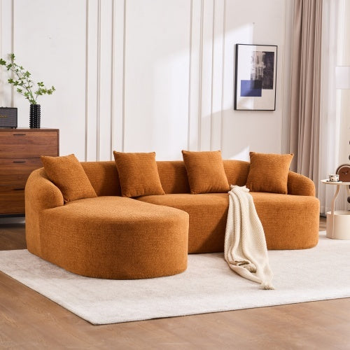 LuxeForm™ – Grey Compression Sofa with Chaise Lounge & 4 Pillows (US