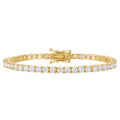 KISPER 24K White Gold Plated Tennis Bracelets for Women 3mm 4mm Cubic Zirconia Simulated Diamond Classic Tennis Bracelet Sizes 6.5-7.5 Inch (3mm Yellow Gold 6.5 inches)