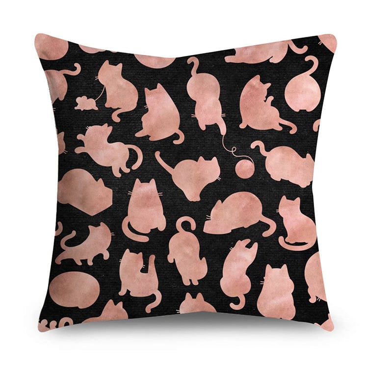 Rose Gold Polyester Pillow Cover with Black Gold Design