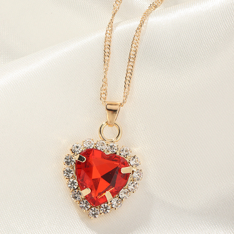 Zircon Glass Love Necklace Simple Clavicle Chain