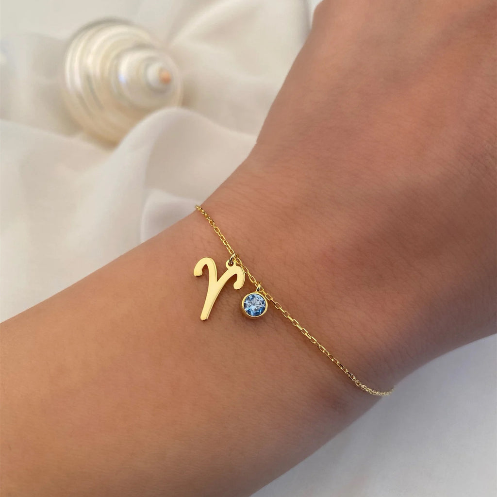 Zodiac Birthstone Steel Bracelet for Women