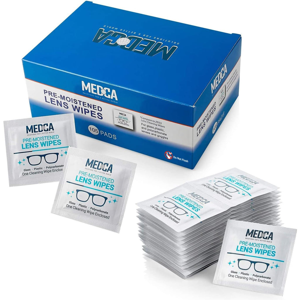 Lens Cleaning Wipes - [105 Pack] Pre Moistened Cleansing Cloths and Individually Wrapped Eyeglass Cleaner Wipe Pads for Phones Tablet Screens Helps Clean Cameras Electronics Photo Lens and Optics