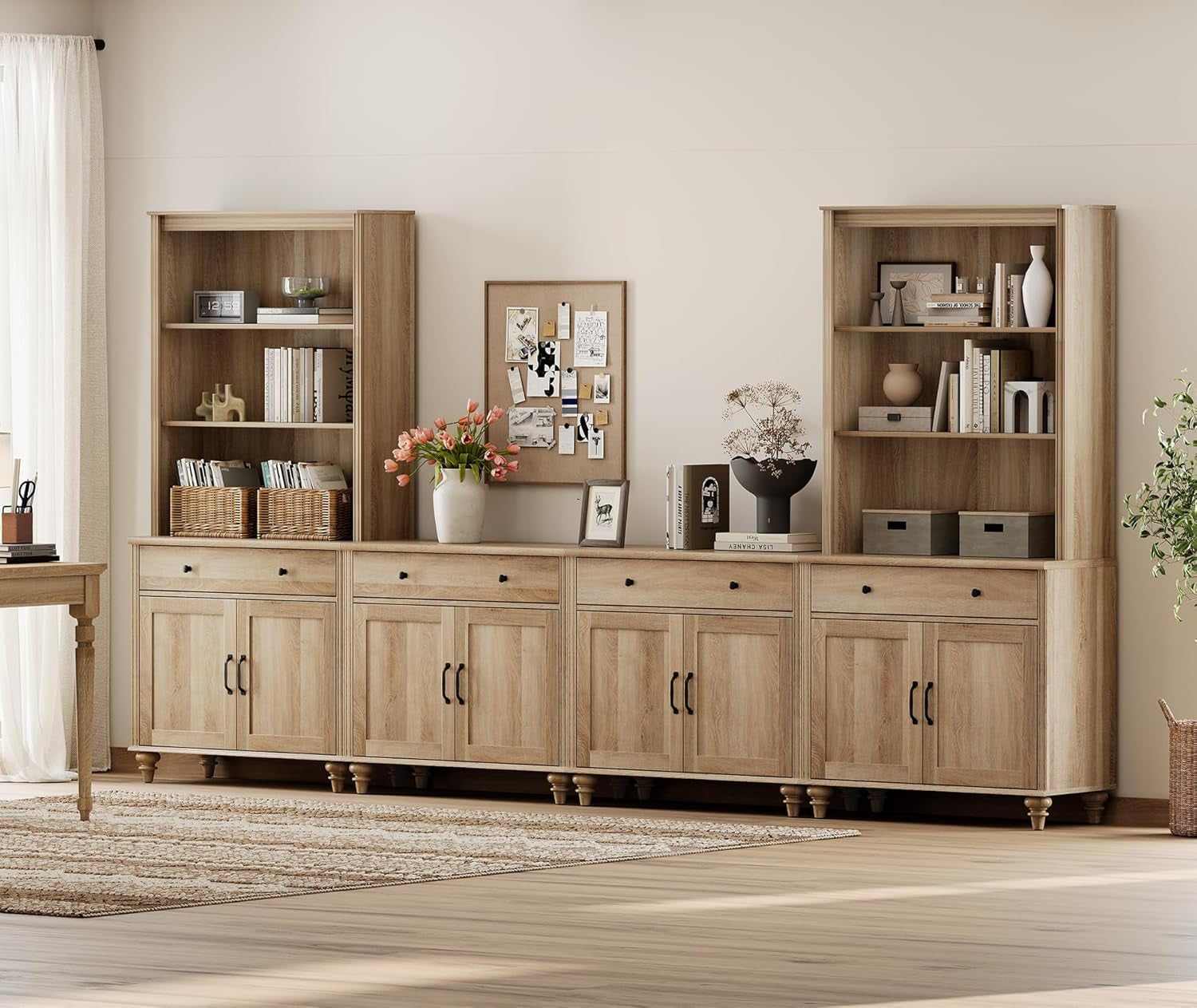 Oak Farmhouse Entertainment Center For TVs Up To 75 Inches