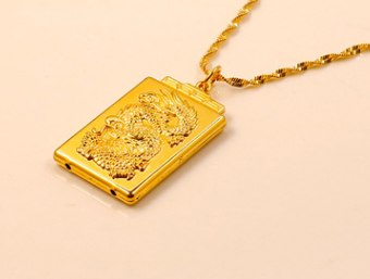 24K Gold-Plated Buddha Pendant with Kuan Yin Charm