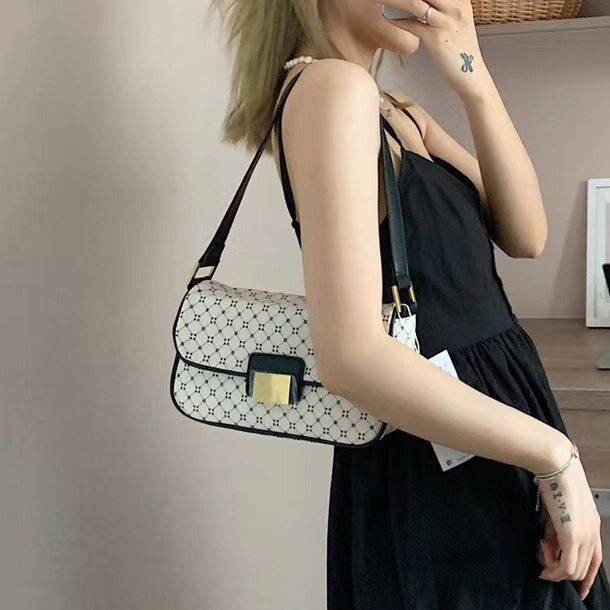 Geometric Print Shoulder Bag - Vintage Tote for Women