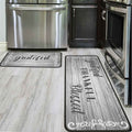 2Pc Grey Non-Slip Kitchen Mat Set 17”x30” & 17”x47”