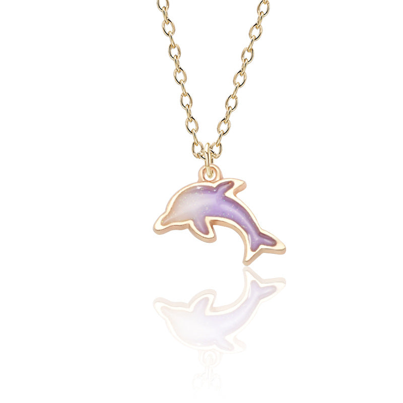 Gold Dolphin Pendant Necklace Jewelry