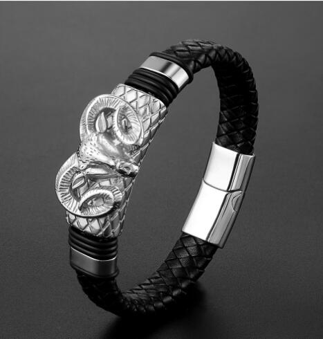 Starlight Men's Leather Steel Bracelet