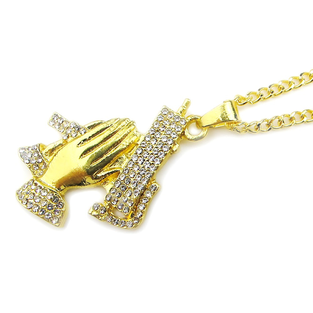 Prayer Hand Necklace, Peace Necklace, Hip Hop Necklace