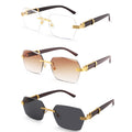 COASION Fashion Rimless Frameless Sunglasses for Women Men Y2k Retro Sun Glasses Square Tinted Glasses (Gold/Transparent + Gold/Gradient Brown + Gold/Grey)