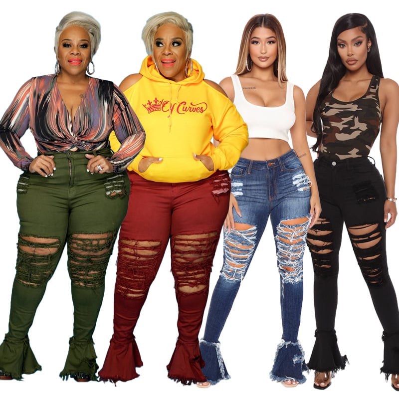 Ripped Plus Size Women's Jeans in Trumpet Street Fashion
