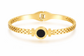 Gold Roman Numeral Black Onyx Bangle Bracelet