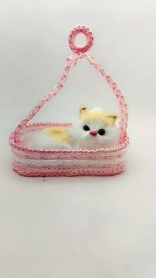 Cute Basket Cat Soft Plush Press Simulation Sound Animal Cotton Toy,