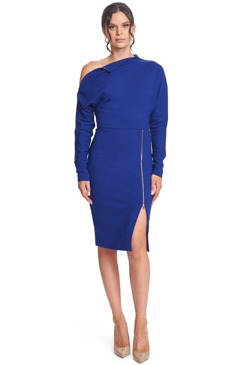 Josefa Convertible Midi - Indigo Violet Versatile Dress with Gold
