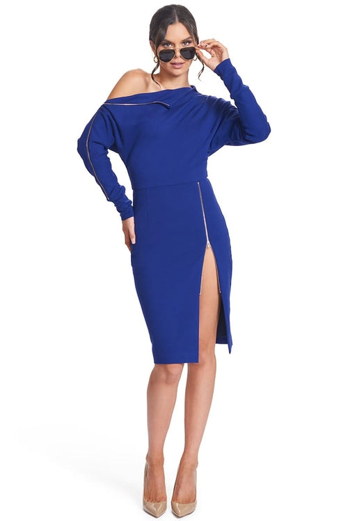 Josefa Convertible Midi - Indigo Violet Versatile Dress with Gold