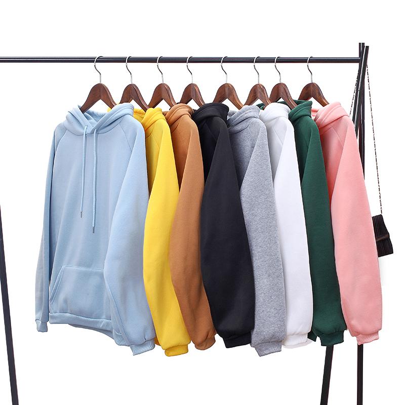 Winter Casual Fleece women Hoodies Sweatshirts long sleeve yellow girl